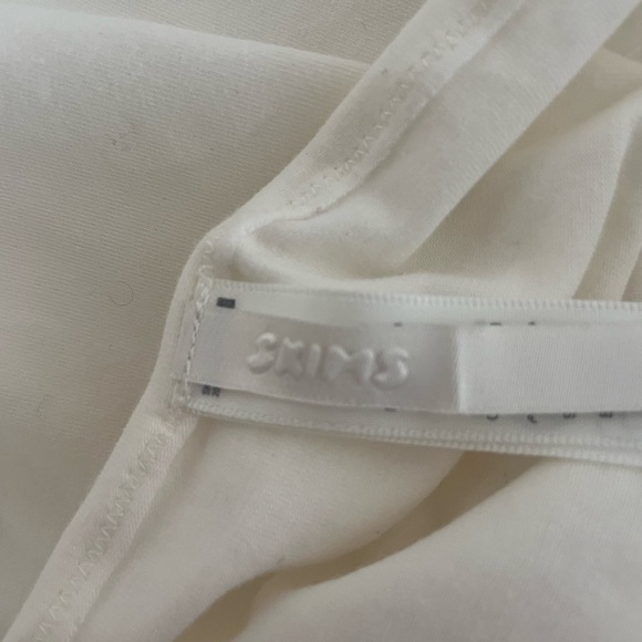 SKIMS White Cotton Blend Stretch Snap Crotch Bodysuit 37276 - Picture 4 of 7